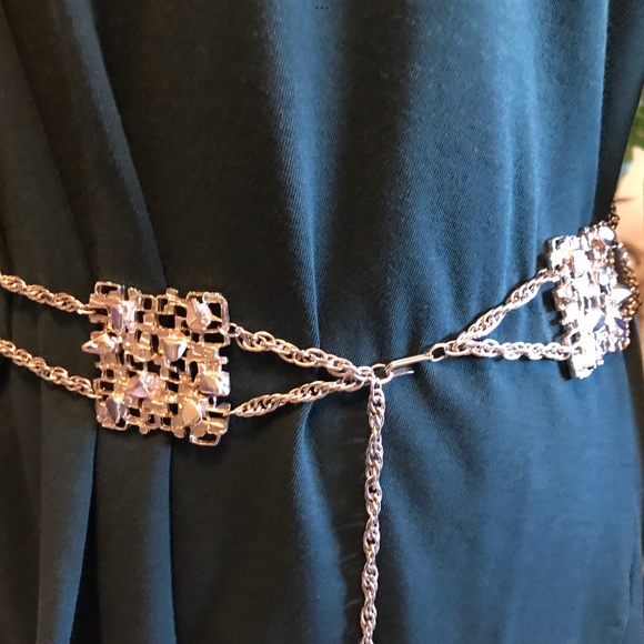 CELEBRITY NY Brutalist MCM Silver-Toned Waist Chain/Belt Adjustable - Picture 2 of 6